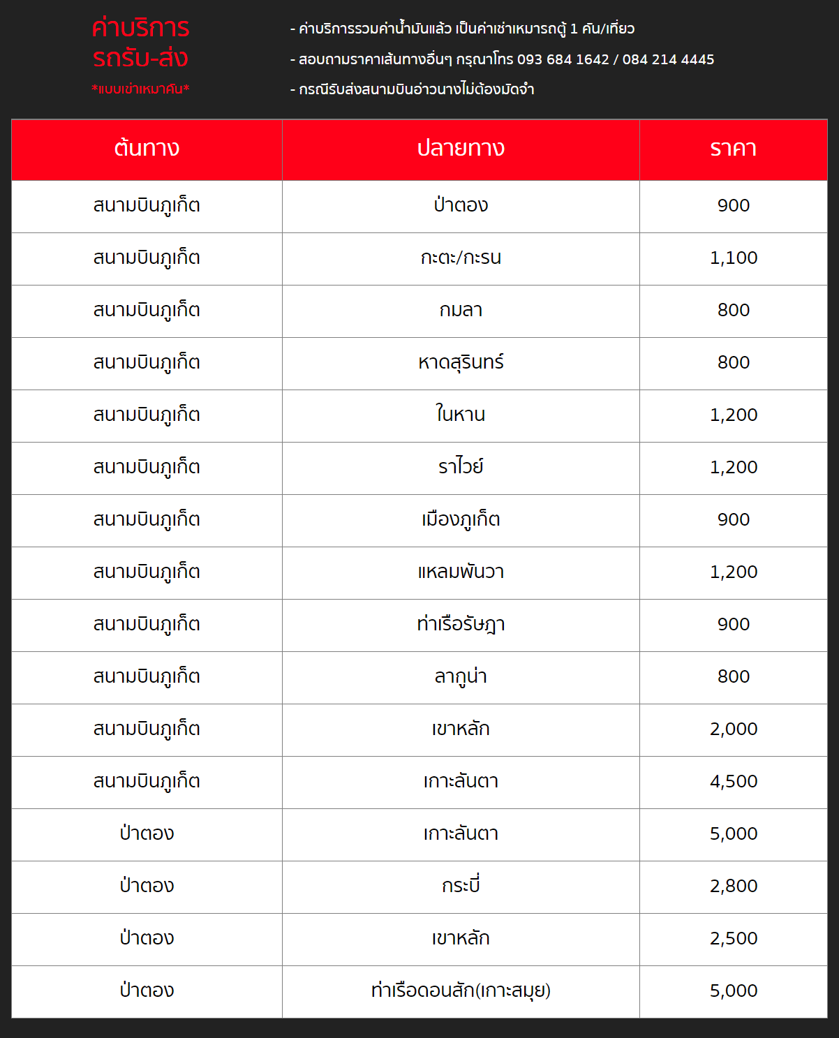 ราคาเดินรถ